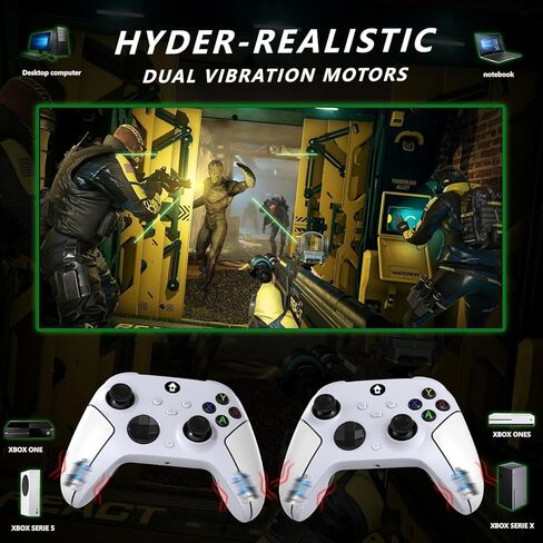 YUYIU Wireless 2.4GHz Controller with 7 Colors RGB Light for Xbox Controller, Xbox One Series X|S,Consoles,Steam PC Windows, with 1000mAh Battery/Dual Vib-ration/Turbo/Programmable, 3.5mm Audio Jack in Kuwait
