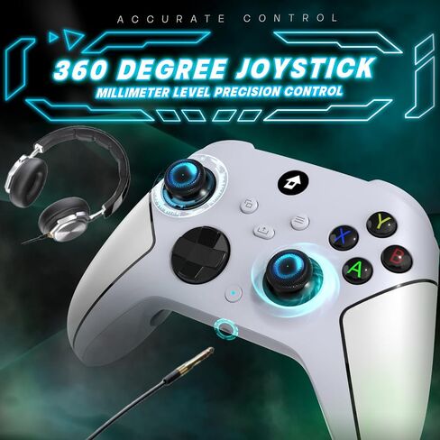 YUYIU Wireless 2.4GHz Controller with 7 Colors RGB Light for Xbox Controller, Xbox One Series X|S,Consoles,Steam PC Windows, with 1000mAh Battery/Dual Vib-ration/Turbo/Programmable, 3.5mm Audio Jack in Kuwait