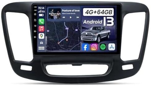 [8Core 4G+64G] Car Radio for Chrysler 200 200C 2015-2017: 9" HD Touch Screen Stereo with Wireless Carplay Android Auto 5G WiFi Bluetooth GPS FM AM SWC Mirror Link Backup Camera in Kuwait