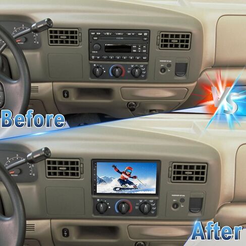 راديو ستيريو للسيارة Android 14 Double Din متوافق مع Ford F250 F-350 1999-2004، 2G+32G 7 بوصات راديو السيارة بشاشة تعمل باللمس مع Carplay Android Auto GPS WiFi Bluetooth RDS SWC Mic كاميرا احتياطية in Kuwait