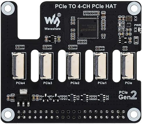 PCIe to 4-CH PCIe HAT Adapter Board, Compatible for Raspberry Pi 5, PCIe Gen2 Expansion Module with 4 FFC Connectors, Supports Multiple PCIe HAT Stacking for Raspberry Pi 5 Projects in Kuwait