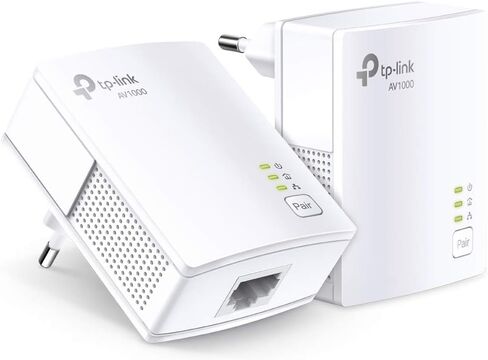 TL-PA7017 KIT AV1000 Gigabit Powerline Ethernet مجموعة أدوات البدء، 1000 ميجابت في الثانية، التوصيل والتشغيل، محولان، أبيض in Kuwait