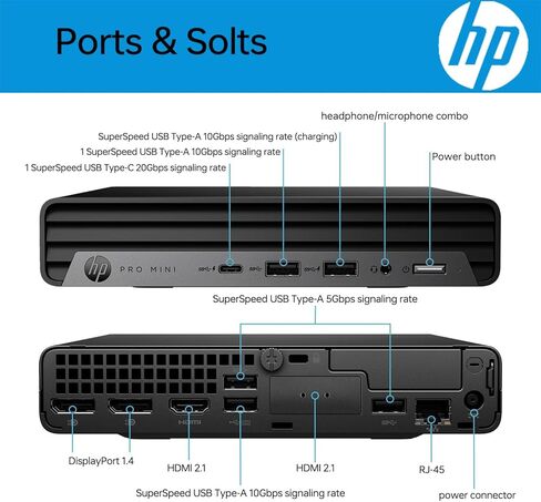 HP Pro 400 G9 Mini PC Desktop Computer, Intel CPU, Triple 4K Display Support, USB-C, Ultra-Quiet Design, Bluetooth 5.2, WiFi 6, Windows 11 Pro (Intel i3-13100T, 64GB RAM | 2TB SSD) in Kuwait