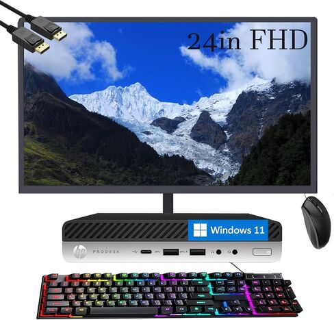 كمبيوتر مكتبي صغير HP ProDesk 600 G4 مع شاشة 24 بوصة، كمبيوتر صغير 600G4 Win11 Core 8th 3.5 جيجا هرتز، ذاكرة الوصول العشوائي 8 جيجابايت، 256 جيجابايت SSD، لوحة مفاتيح RGB، HDMI (متجدد) in Kuwait