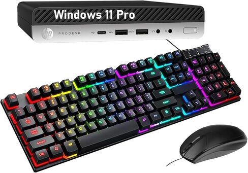 كمبيوتر مكتبي صغير HP ProDesk 600 G4 مع شاشة 24 بوصة، كمبيوتر صغير 600G4 Win11 Core 8th 3.5 جيجا هرتز، ذاكرة الوصول العشوائي 8 جيجابايت، 256 جيجابايت SSD، لوحة مفاتيح RGB، HDMI (متجدد) in Kuwait