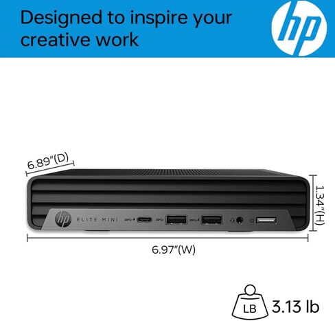 كمبيوتر مكتبي HP Elite 805 Business Mini، AMD Ryzen 5 (Beat i7-11700)، تصميم فائق الهدوء، ذاكرة 64 جيجابايت، 1 تيرابايت PCIe SSD، دعم عرض مزدوج 4K، Wi-Fi 6، USB-C، لوحة مفاتيح وماوس، Windows 11 Pro in Kuwait