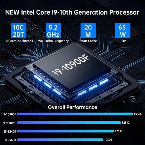 Mini Gaming PC, Desktop Computer Core i9-10900F 10 Cores Upto 5.2GHz, Win-11 Pro, 32G DDR4| 512G NVME SSD, GeForce RTX3050 6G, Type-C/HDMI/DP Ports, 8K@60Hz, WiFi6E/BT5.3 for Video Editing in Kuwait