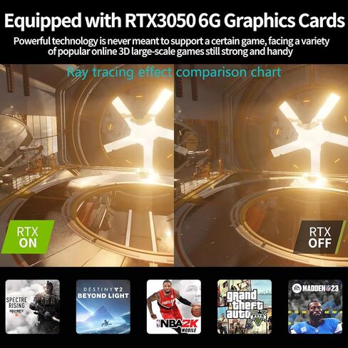 Mini Gaming PC, Desktop Computer Core i9-10900F 10 Cores Upto 5.2GHz, Win-11 Pro, 32G DDR4| 512G NVME SSD, GeForce RTX3050 6G, Type-C/HDMI/DP Ports, 8K@60Hz, WiFi6E/BT5.3 for Video Editing in Kuwait
