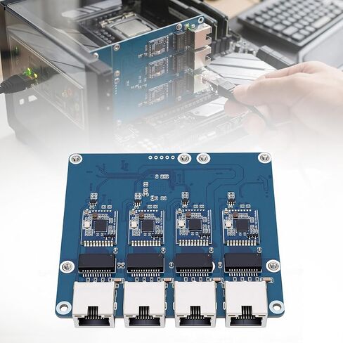 لوحة PCIe إلى 4 منافذ جيجابت ETH لـ Pi 5، محول RJ45 رباعي المنافذ، التوصيل والتشغيل، بدون سائق، RTL8153، مدمج لجدار الحماية لجهاز التوجيه NAS in Kuwait
