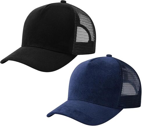 من جلد الغزال منحني الشاحنة سائق القبعة القابلة للتعديل قبعة snapback شبكة الظهر للتنفس للرجال النساء 2 حزمة sh03 in Kuwait