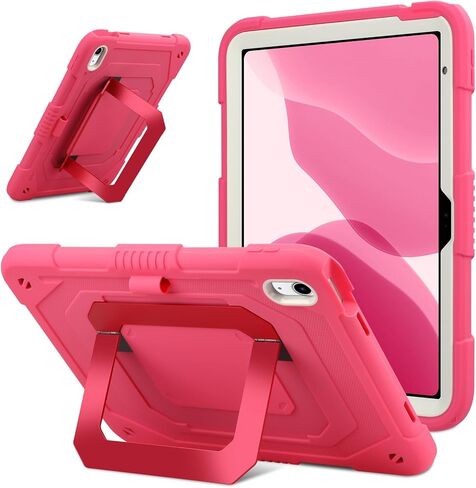 حافظة WESADN لجهاز iPad A16 الجيل الحادي عشر 11 بوصة 2025، حافظة iPad الجيل العاشر 10.9 بوصة 2022 للأطفال البنات مع حامل معدني متعدد الزوايا قابل للطي وحامل قلم رصاص وغطاء تابلت صلب شديد التحمل، وردي in Kuwait