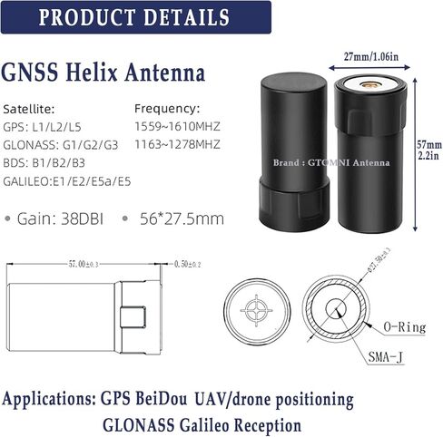 RTK Antenna GNSS Antenna, Four-Star Multi-Frequency for UAV Surveying, Support GPS L1/L2/L5,GLONASS G1/G2/G3 Galileo E1/E5a/E5b Centimeter-Level Positioning IP67 Waterproof SMA Connector in Kuwait