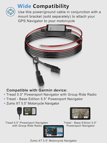 010-12953-03 كابل طاقة ملاح الدراجة النارية يناسب Garmin Tread & Zumo XT Navigator، 10-30V DC Navigator Power Cable استبدال للدراجات النارية ATV UTV in Kuwait