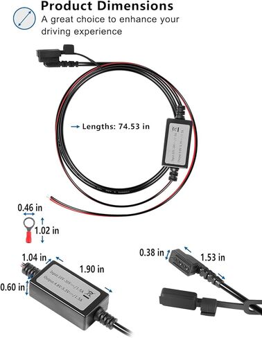 010-12953-03 كابل طاقة ملاح الدراجة النارية يناسب Garmin Tread & Zumo XT Navigator، 10-30V DC Navigator Power Cable استبدال للدراجات النارية ATV UTV in Kuwait