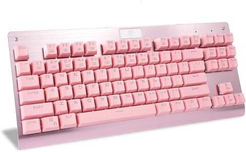لوحة مفاتيح ميكانيكية Granvela 87-Key Pink TKL مع مفاتيح بنية تعمل باللمس، لوحة مفاتيح بإضاءة خلفية LED قابلة للتبديل السريع للألعاب والمكتب in Kuwait