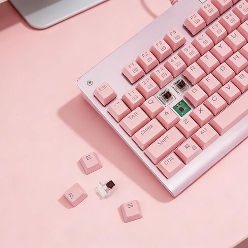 لوحة مفاتيح ميكانيكية Granvela 87-Key Pink TKL مع مفاتيح بنية تعمل باللمس، لوحة مفاتيح بإضاءة خلفية LED قابلة للتبديل السريع للألعاب والمكتب in Kuwait