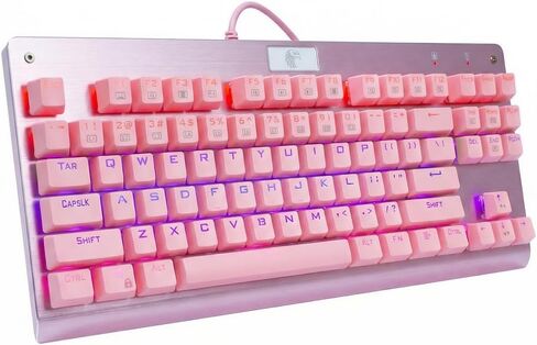لوحة مفاتيح ميكانيكية Granvela 87-Key Pink TKL مع مفاتيح بنية تعمل باللمس، لوحة مفاتيح بإضاءة خلفية LED قابلة للتبديل السريع للألعاب والمكتب in Kuwait