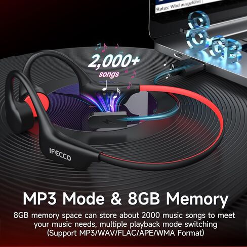 IFECCO Waterproof Headphones for Swimming - Bone Conduction Headphones Swimming Bluetooth 6.0,IP68 Waterproof Earbuds Underwater,Open Ear Earbuds with 8G MP3 for Swim Cycling Running in Kuwait