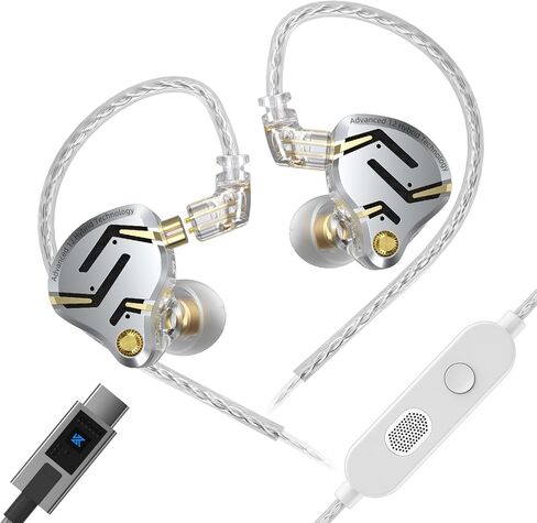 سماعات رأس KZ ZS12 Pro 2 USB C مع ميكروفون، سماعات أذن سلكية احترافية للألعاب بخاصية إلغاء الضوضاء، سماعات أذن من النوع C IEM لهاتف iPhone15/16، هاتف Samsung الذكي، هاتف Android، كمبيوتر محمول، جهاز USB من النوع C in Kuwait
