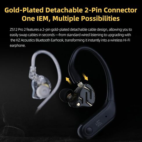 سماعات رأس KZ ZS12 Pro 2 USB C مع ميكروفون، سماعات أذن سلكية احترافية للألعاب بخاصية إلغاء الضوضاء، سماعات أذن من النوع C IEM لهاتف iPhone15/16، هاتف Samsung الذكي، هاتف Android، كمبيوتر محمول، جهاز USB من النوع C in Kuwait