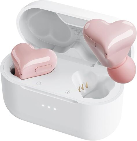 سماعات أذن لاسلكية على شكل قلب للفتيات، سماعات رأس بلوتوث ستيريو HiFi أنيقة وجذابة مع ميكروفون عازل للضوضاء، IP7 مقاومة للماء 48 ساعة وسادات أذن على شكل قلب لاسلكية حقيقية، هدايا سماعات رأس لاسلكية وردية للنساء in Kuwait