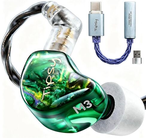 حزمة مهايئ Tipsy M3 IEM + USB‑C Dual‑DAC — توصيل وتشغيل Hi‑Fi، وضوح 1DD+2BA + صوت جهير قوي in Kuwait