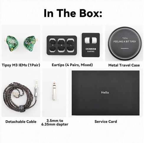 حزمة مهايئ Tipsy M3 IEM + USB‑C Dual‑DAC — توصيل وتشغيل Hi‑Fi، وضوح 1DD+2BA + صوت جهير قوي in Kuwait