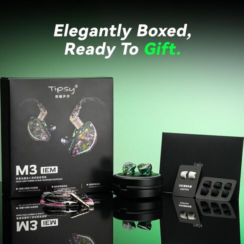 حزمة مهايئ Tipsy M3 IEM + USB‑C Dual‑DAC — توصيل وتشغيل Hi‑Fi، وضوح 1DD+2BA + صوت جهير قوي in Kuwait