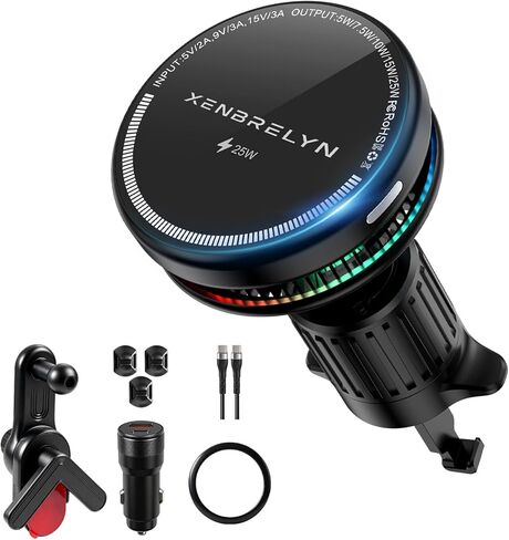 for Magsafe Car Mount Charger 25W, Rapid Cooling Fast Wireless Charging Phone Holder, Dual Mount for Tesla Screen & Air Vent, 45W Adapter Included, for iPhone 17-13 & Samsung S26/S25 in Kuwait