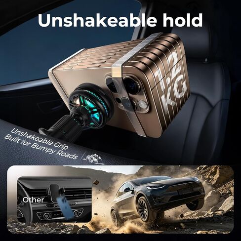 for Magsafe Car Mount Charger 25W, Rapid Cooling Fast Wireless Charging Phone Holder, Dual Mount for Tesla Screen & Air Vent, 45W Adapter Included, for iPhone 17-13 & Samsung S26/S25 in Kuwait