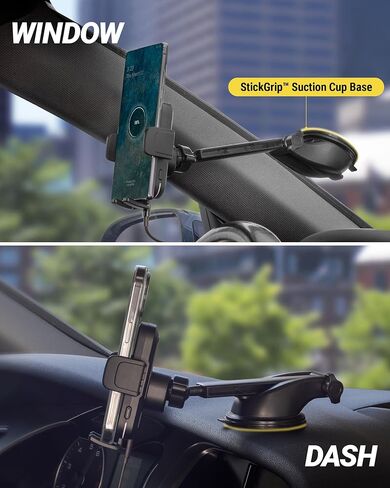 Scosche Wireless Car Charger Mount, Auto-Clamping Car Phone Holder Charger for Dashboard/Windshield with Adjustable Arm, 360° Rotation, Compatible with iPhone, Samsung, and More Android Phones in Kuwait