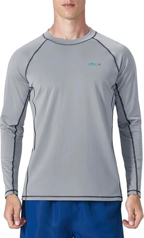 Mens Swim Shirts UPF 50+ Rash Guard Long Sleeve Sun UV Protection Beach Shirts Quick Dry Fishing T-Shirt in Saudi Arabia