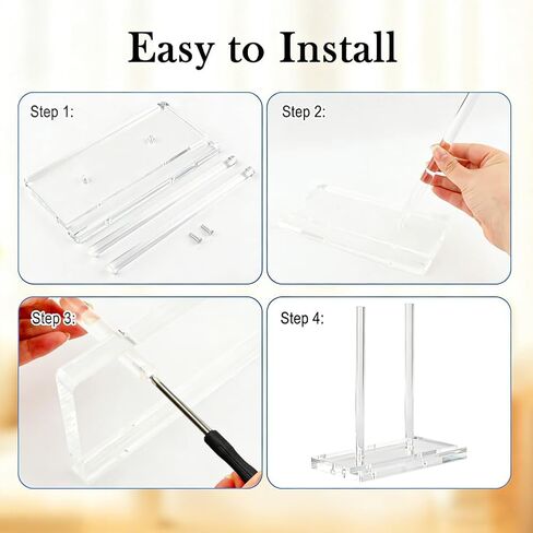 Tabletop Acrylic Display Stand Holder Artwork Storage Rack Clear Acrylic Book Display for Picture, Tablet, Canvas Board, Magazine, Plate,Frame, Albums Record, Plaque with Cleaning Cloth in Kuwait