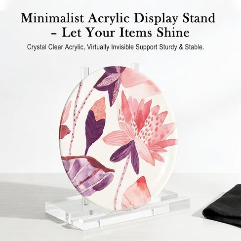 Tabletop Acrylic Display Stand Holder Artwork Storage Rack Clear Acrylic Book Display for Picture, Tablet, Canvas Board, Magazine, Plate,Frame, Albums Record, Plaque with Cleaning Cloth in Kuwait