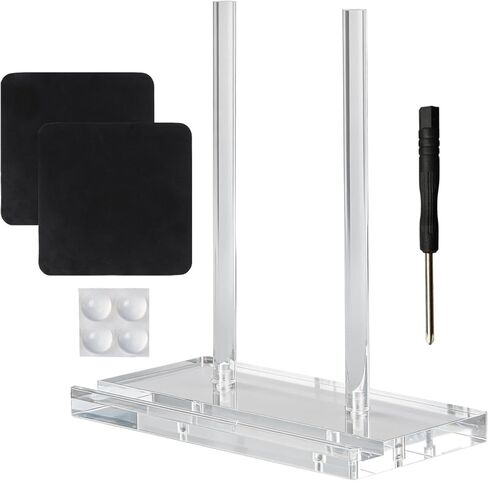 Tabletop Acrylic Display Stand Holder Artwork Storage Rack Clear Acrylic Book Display for Picture, Tablet, Canvas Board, Magazine, Plate,Frame, Albums Record, Plaque with Cleaning Cloth in Kuwait