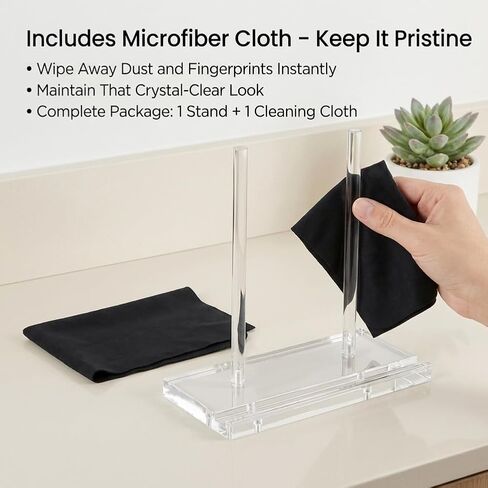 Tabletop Acrylic Display Stand Holder Artwork Storage Rack Clear Acrylic Book Display for Picture, Tablet, Canvas Board, Magazine, Plate,Frame, Albums Record, Plaque with Cleaning Cloth in Kuwait