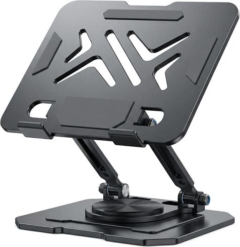 360° Rotating Metal Pad/Tablet Stand, Foldable Height Adjustable Desktop Holder for 4-13 Inch Pad/Tablet Home Office-Black in Kuwait