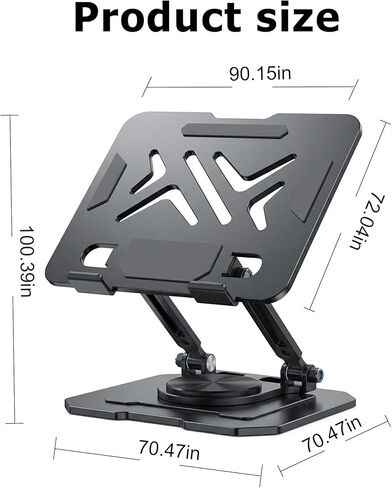360° Rotating Metal Pad/Tablet Stand, Foldable Height Adjustable Desktop Holder for 4-13 Inch Pad/Tablet Home Office-Black in Kuwait