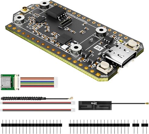 لوحة تطوير Meshtastic LoRa V4 مع وحدة ESP32-S3 SX1262 LoRa المطورة واي فاي بلوتوث 2 ميجابايت PSRAM 16 ميجابايت فلاش عالي الطاقة 28 ديسيبل دعم GPS للطاقة الشمسية مع هوائي لإنترنت الأشياء الشبكي، LoRaWAN in Kuwait
