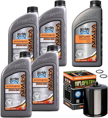 Bel-Ray Synthetic Engine/Transmission/Primary Oil Change For Harley Davidson Motorcycles, 2017-Up Harley M8, Black Oil Filter in Saudi Arabia