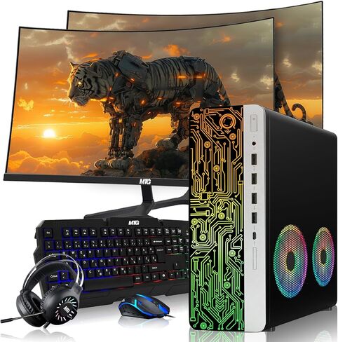 كمبيوتر مكتبي HP Gaming PC - AMD Pro A10-9700، رسومات RX 550، ذاكرة الوصول العشوائي 16 جيجابايت، 1 تيرابايت SSD، لوحة مفاتيح RGB مع مساعد AI، ماوس، 2X ARGB Fan WiFi، سماعة رأس RGB، Windows 11 (متجدد) in Kuwait