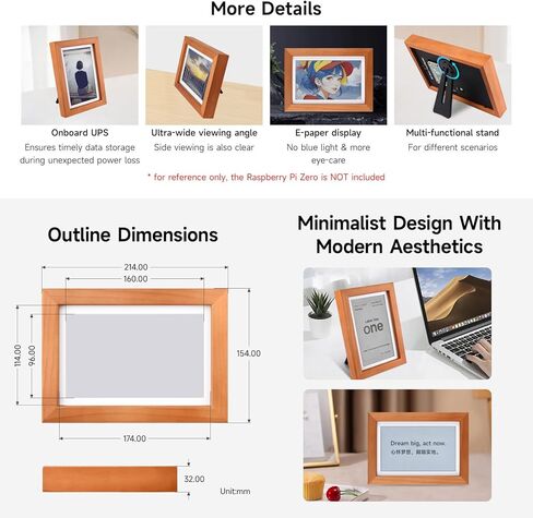 KLAYERS PhotoPainter Compatible with Raspberry pi, Come with RPI Zero 2 WHC,7.3inch E6 Full Color E-Paper,Ultra-Long Standby, 800 × 480 Resolution in Kuwait