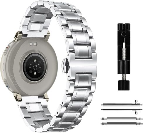 20mm Metal Band for Amazfit Active 3 Premium/Active 2 Square/Active2, Solid Stainless Steel Wristband, Strap Adjustable Exquisite Replacement Band for Amazfit T-Rex 3 Pro 44mm in Kuwait