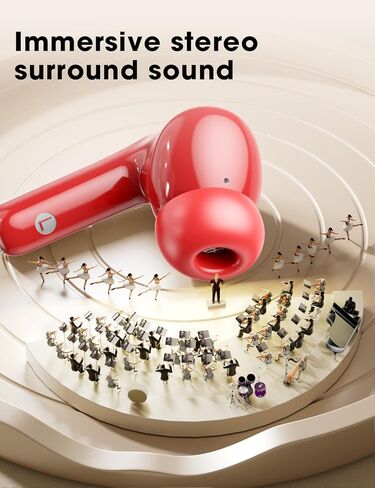 Wireless Earbuds Deep Bass Sound Ear Buds, Bluetooth 5.3 Headphones 48H Playtime, LED Display Earphones with Mic, IPX7 Waterproof Lightweight in-Ear Buds, Touch Control for iPhone TV Laptop Red in Kuwait
