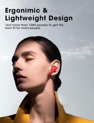 Wireless Earbuds Deep Bass Sound Ear Buds, Bluetooth 5.3 Headphones 48H Playtime, LED Display Earphones with Mic, IPX7 Waterproof Lightweight in-Ear Buds, Touch Control for iPhone TV Laptop Red in Kuwait