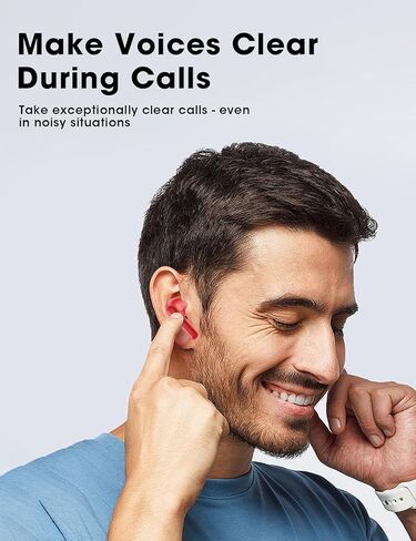 Wireless Earbuds Deep Bass Sound Ear Buds, Bluetooth 5.3 Headphones 48H Playtime, LED Display Earphones with Mic, IPX7 Waterproof Lightweight in-Ear Buds, Touch Control for iPhone TV Laptop Red in Kuwait