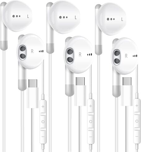 3 Packs USB C Headphone,Type C Earbuds Wired Earbuds with Microphone & Remote Control Noise Cancelling Earphones, for iPhone 15/16/15 16 Pro Max/15 16 Pro Max/17/17 Pro/17Pro Max in Kuwait