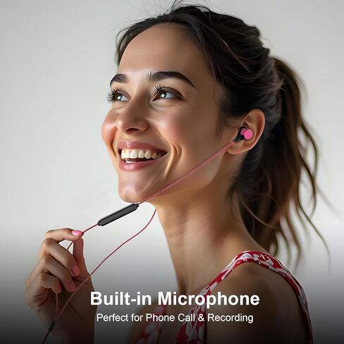USB C Wired Headphones with Mic Magnetic in Ear Type C Earbuds Nylon Braided Tangle-Free USB C Earphones for iPhone 17 16 15 Galaxy S26 S25 S24 for Google Pixel 10 for iPad/MacBook Android Black Red in Kuwait