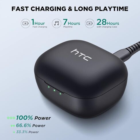 سماعات أذن لاسلكية من HTC بلوتوث 5.3 مقاومة للماء مع ميكروفون ENC داخل الأذن سماعات ستيريو متوافقة مع أجهزة الكمبيوتر اللوحية والكمبيوتر المحمول والهواتف المحمولة والأجهزة اللوحية in Kuwait