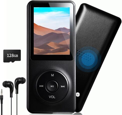 128GB MP3 Player with Bluetooth - Portable Music Player for Kids - with Built-in HD Speaker, Voice Recorder, HiFi Sound, E-Book (Included Earphones) in Kuwait